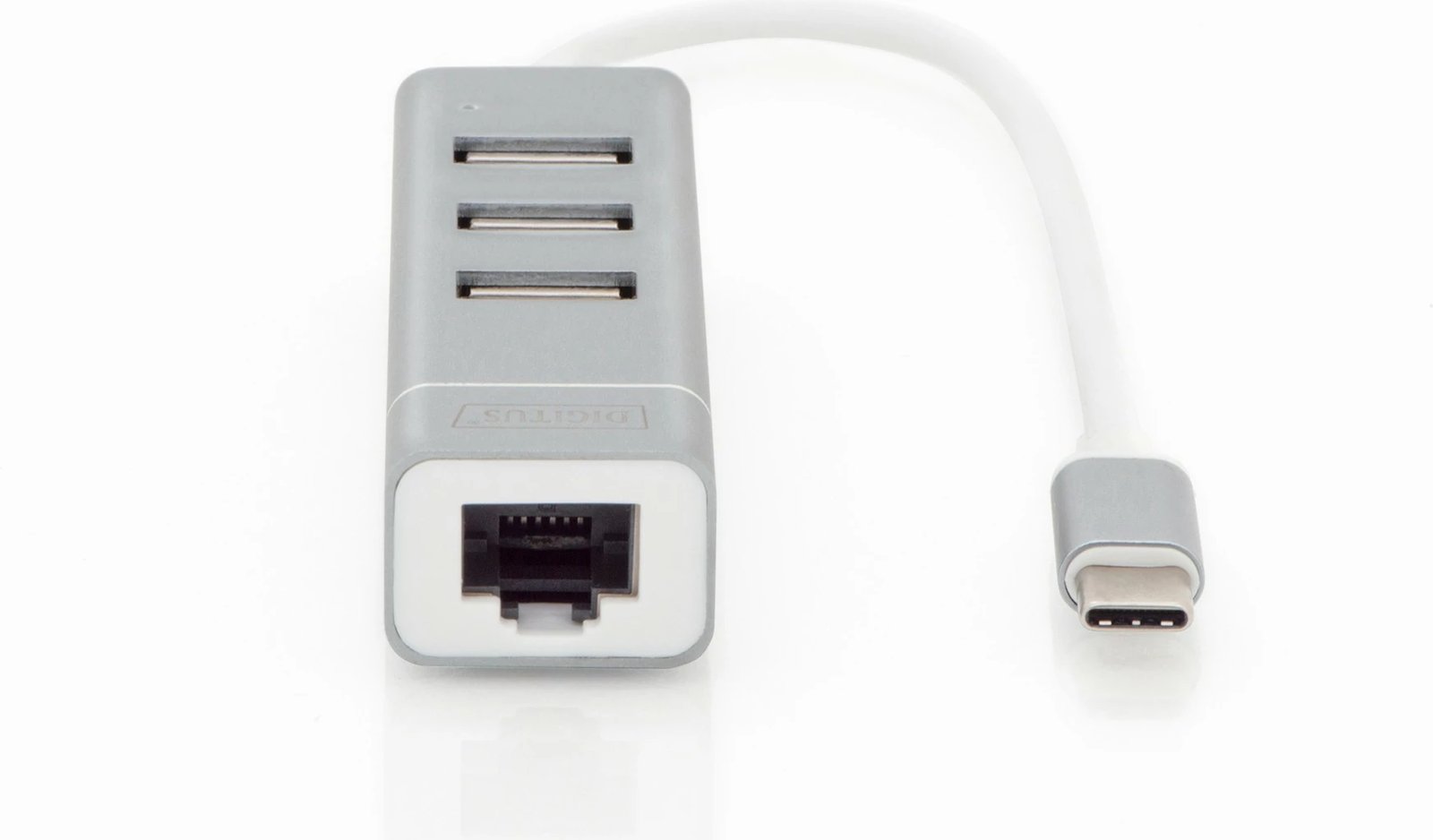 Hub USB Digitus, 3 porte, Ethernet, Alumini