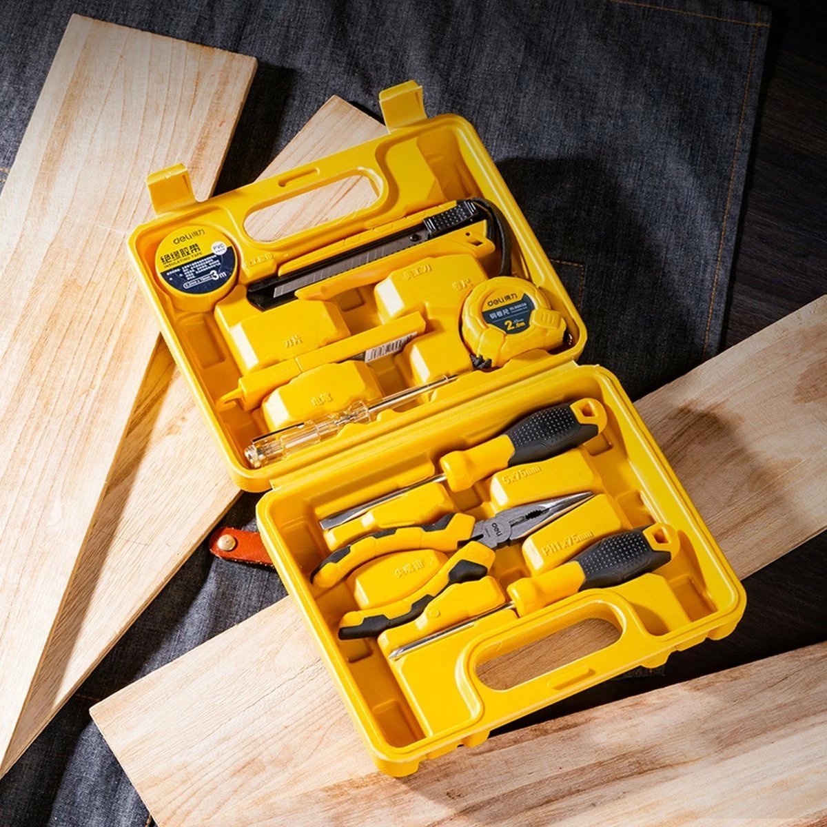 Set veglash Deli Tools EDL1008J, 8 copë, e verdhë