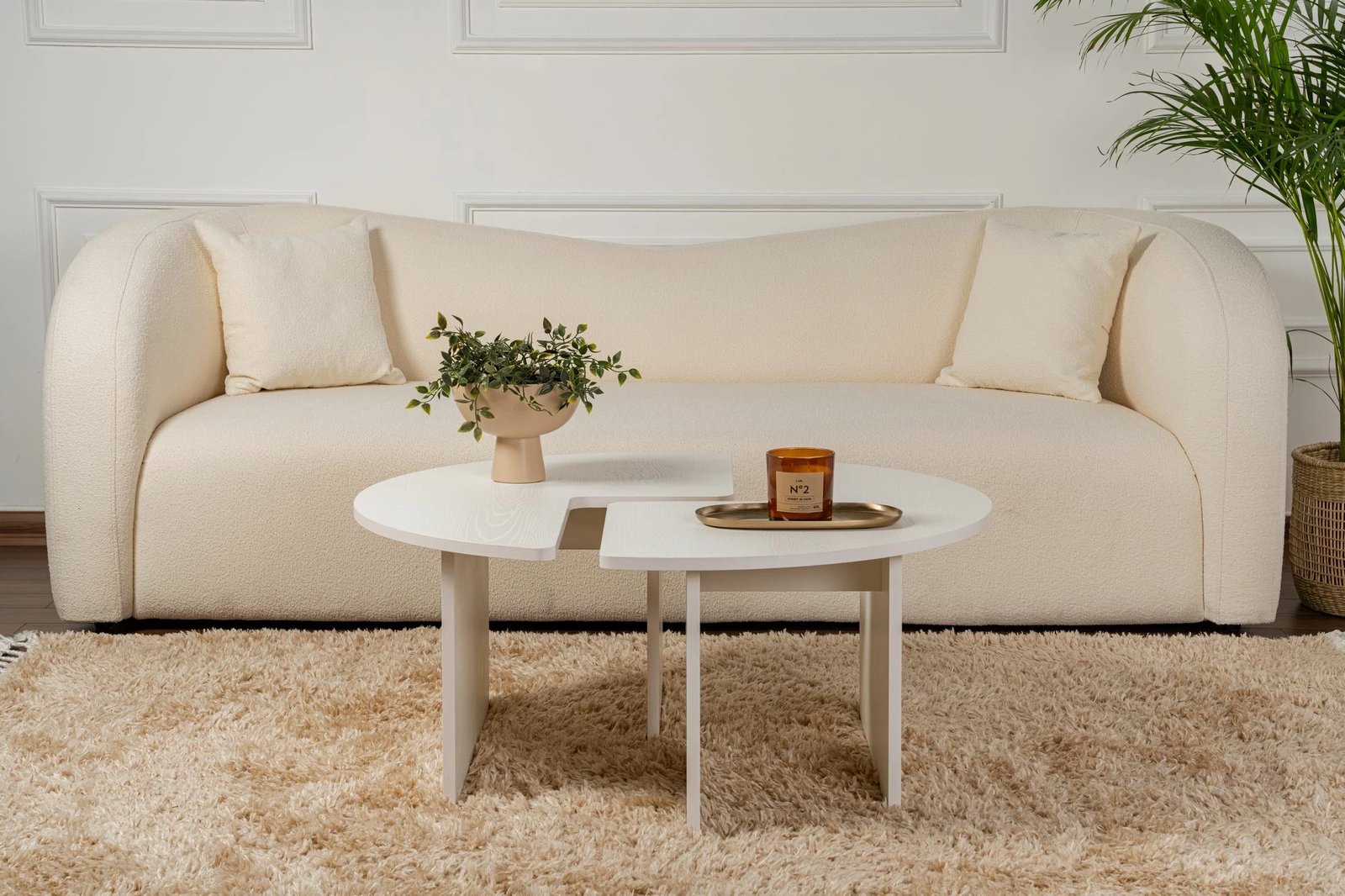 Tavolinë e ulët Nordure, Moira, ngjyrë dru e bardhë