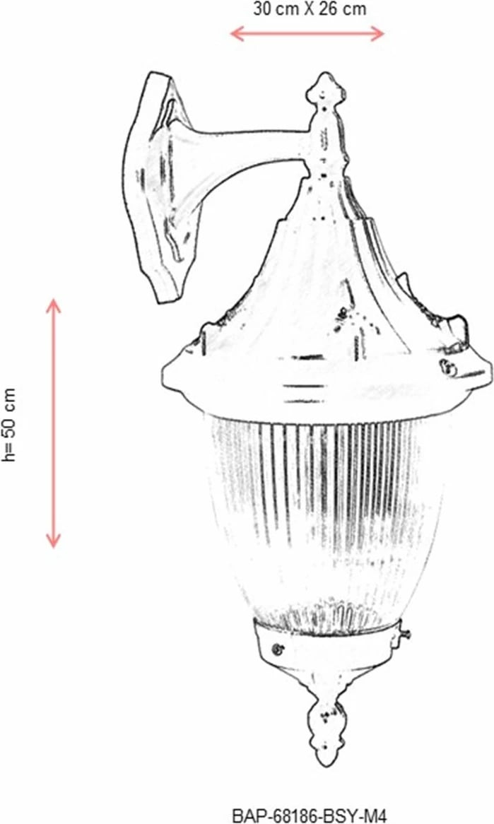 Llambë muri për jashtë Opviq, BAP-68186-BSY-M4, e zezë