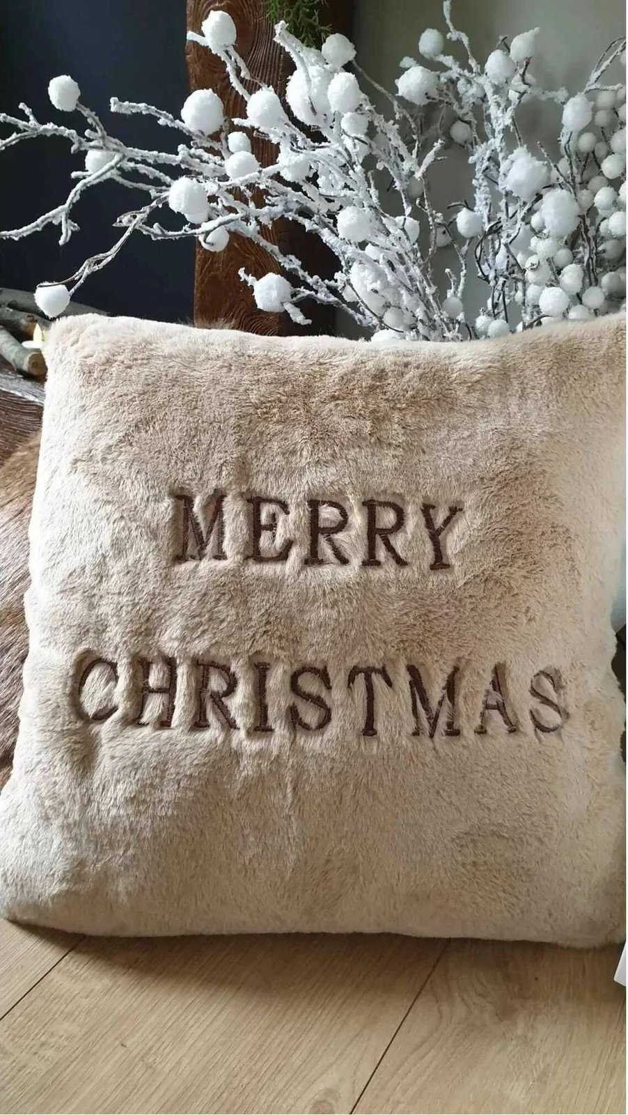 Jastëk dekorativ Krishtlindjesh, ngjyrë bezhë, Evila Originals, 43x43cm