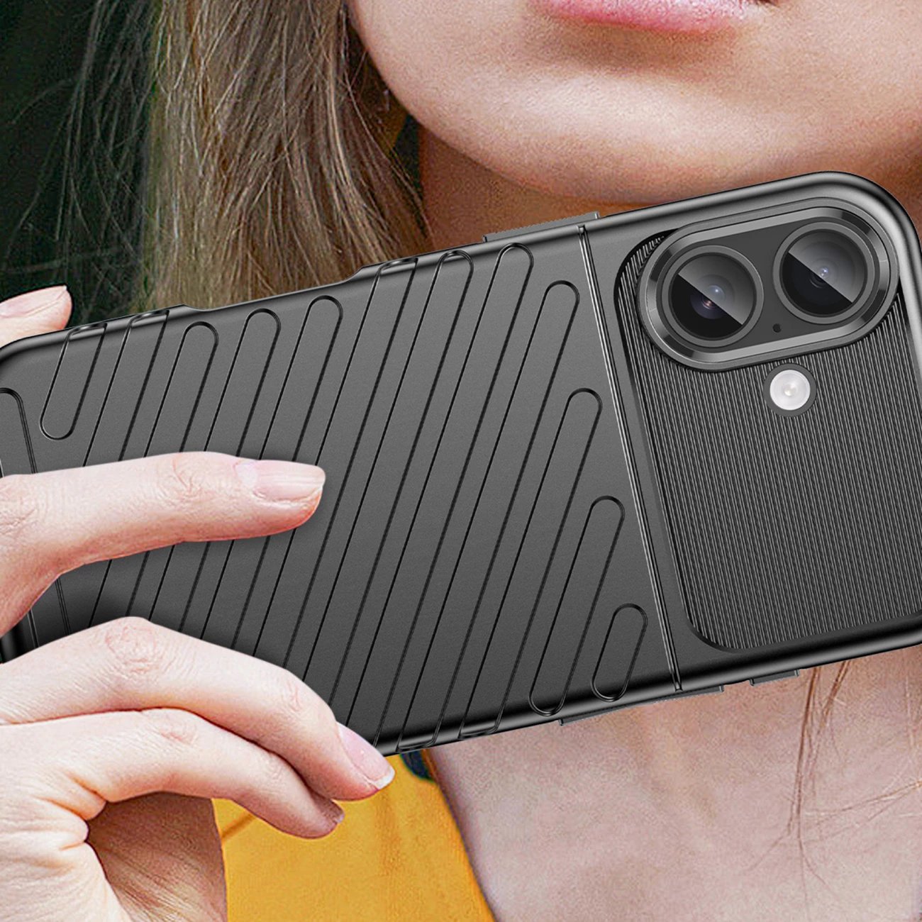 Mbështjellës Hurtel Thunder Case për iPhone 17, TPU, i zi