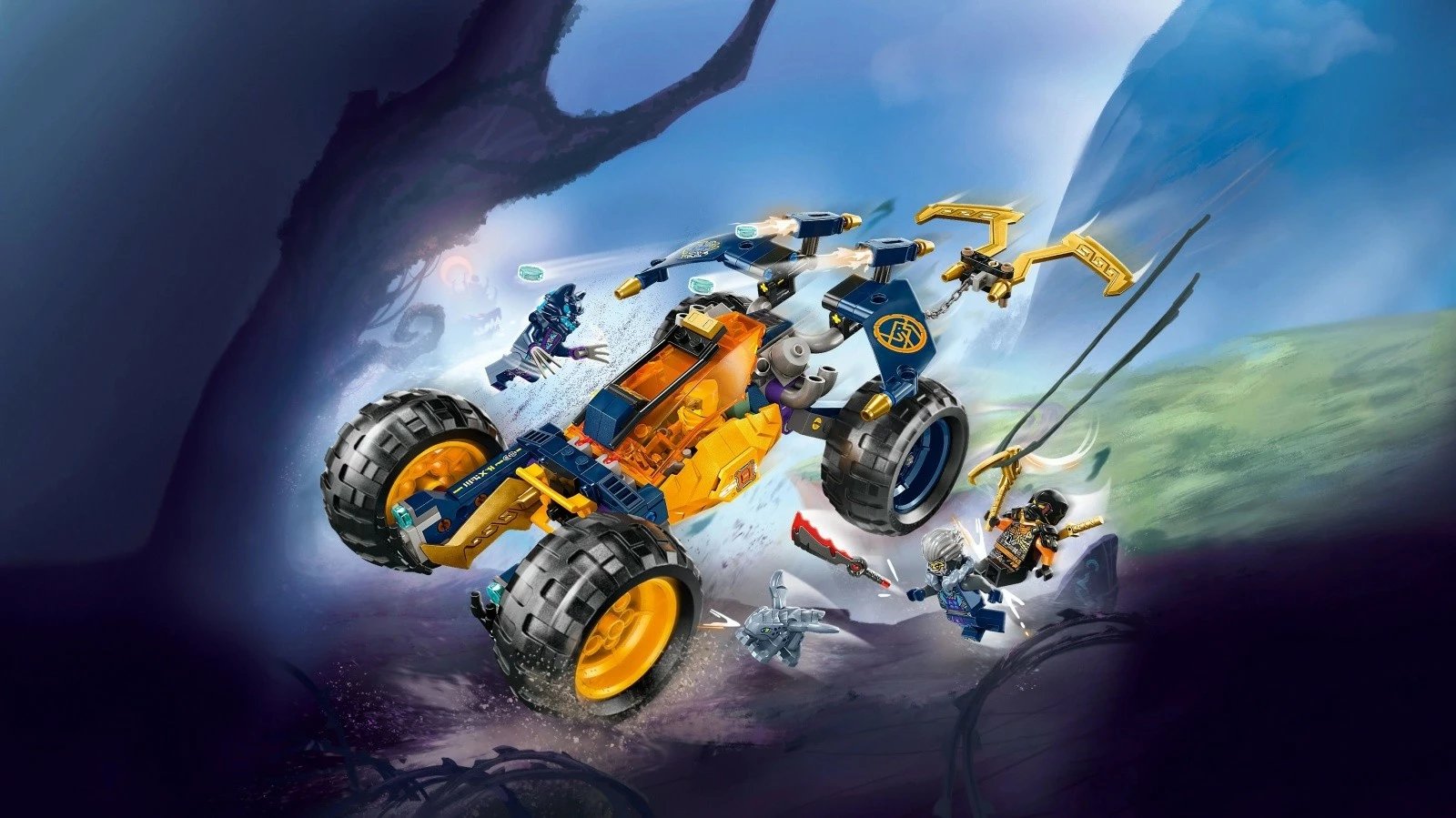 Set LEGO Ninjago Off-Road Vehicle of Ninja Arin 71811, 267 pjesë, me minifigura dhe dragua, për fëmijë, Verdhë