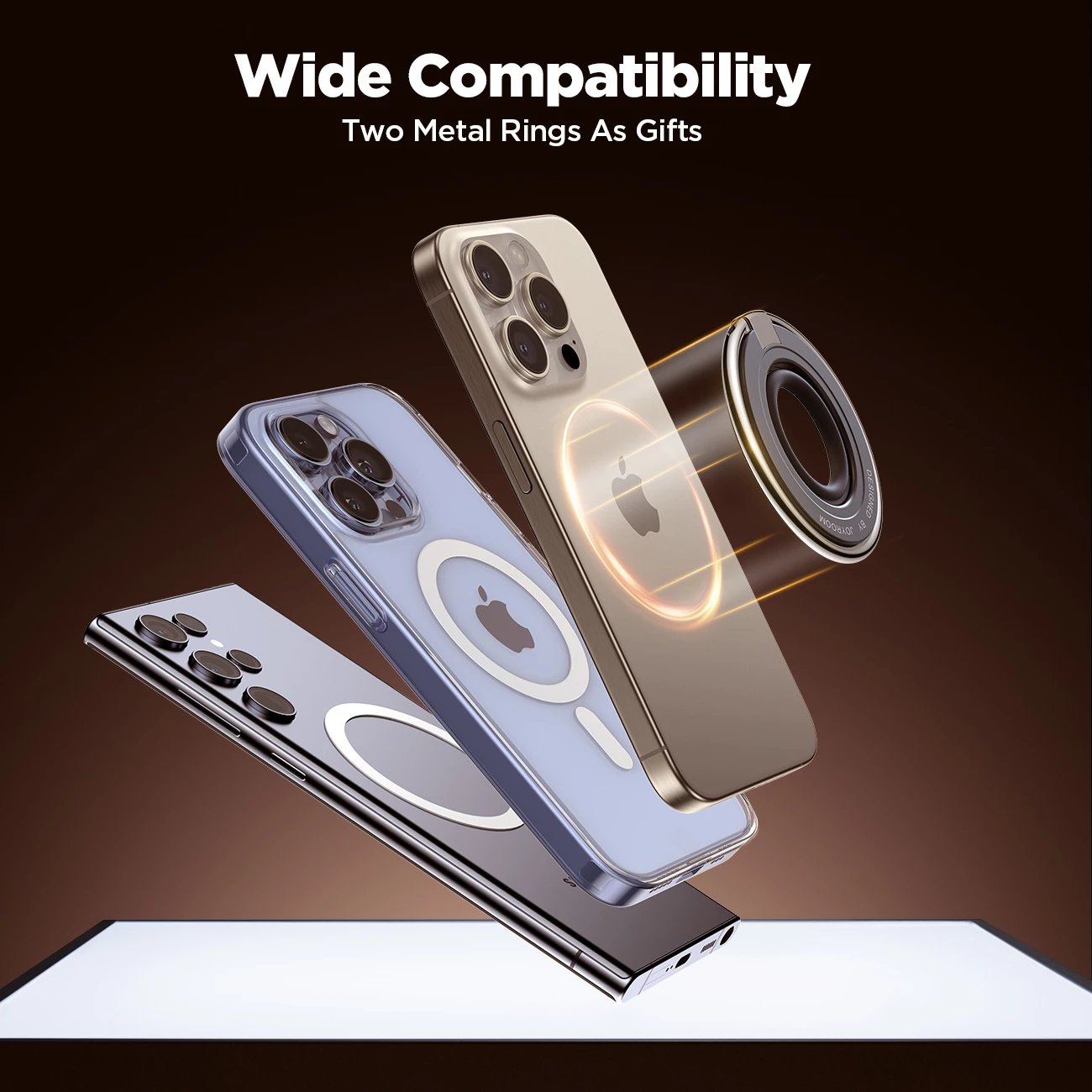 mbajtës magnetik MagSafe për celular Joyroom JR-ZS383, unazë gishtit, kompatibilitet iPhone 12–15 dhe telefona 4.7–7", shndërrohet në qëndrim, i zi