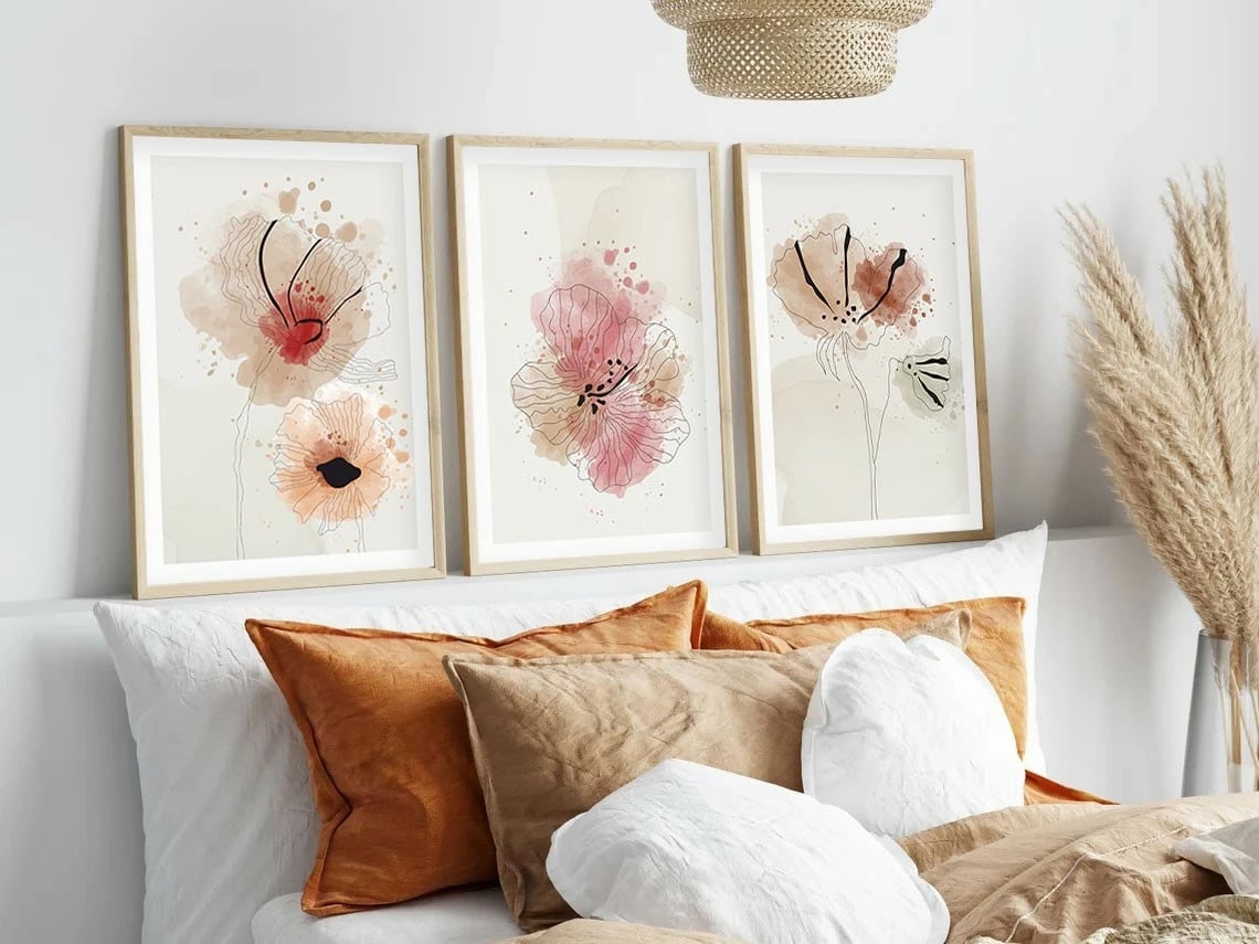 Pikturë dekorative me kornizë MDF (3 copë), Wallity, Huhu205, 50x35cm