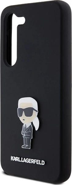 Mbështjellës Karl Lagerfeld Silicone Ikonik Metal Pin për Samsung Galaxy S23, i zi