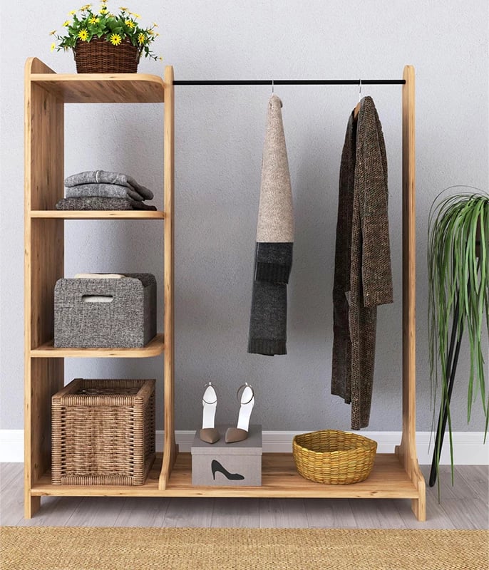 Mobilje hyrëse Renesme, ngjyrë arre e çelët, 106x35x128cm