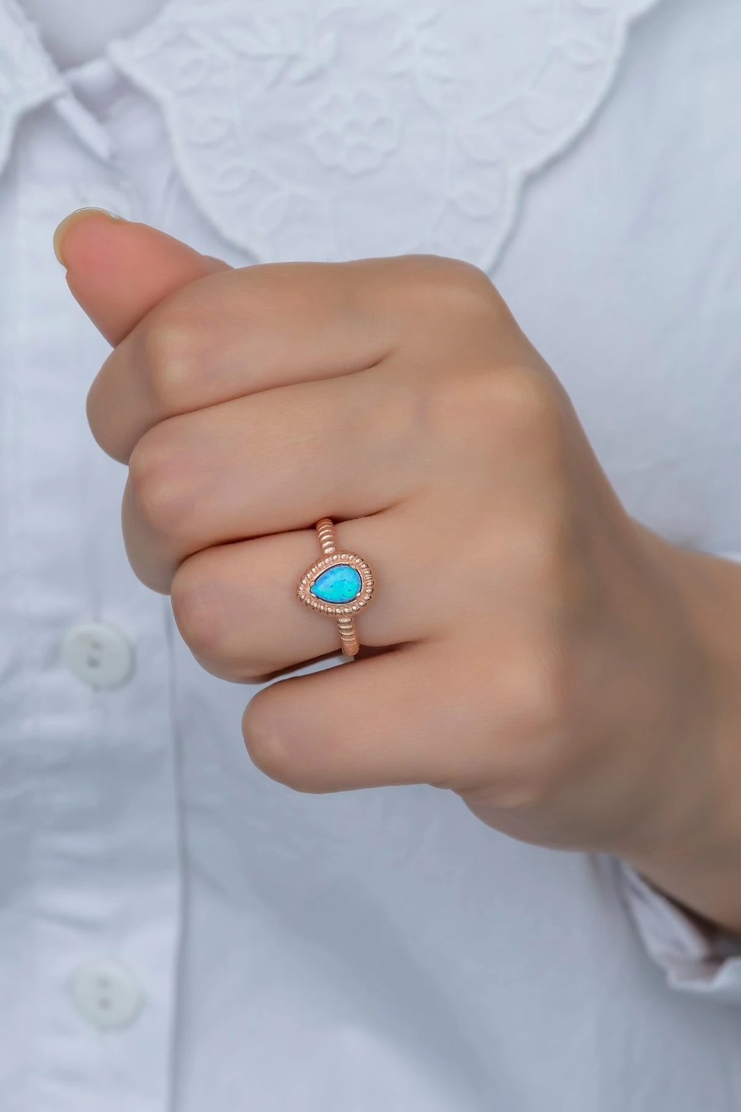 Unazë argjendi Jumeon, opal, ngjyrë rozë ari dhe kaltër, NRZ99380