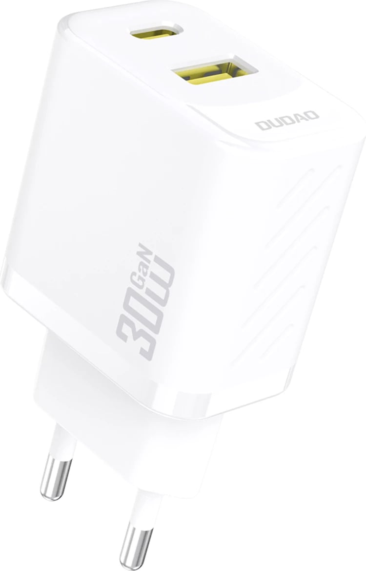 Karikues muri, Dudao, A27TEU, GaN PD 30W, 2 porta USB-C + USB-A, prizë EU, i bardhë