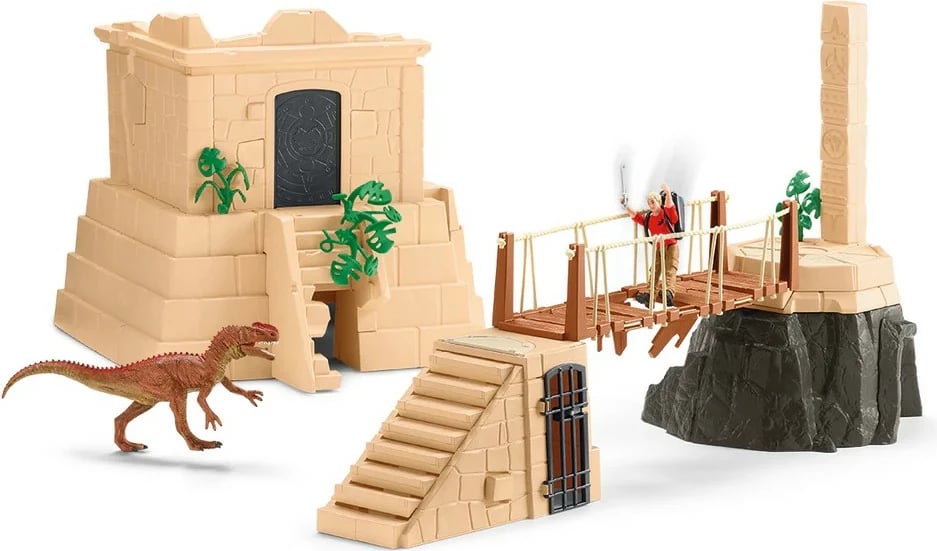 Set lodrash Schleich Dinosaur Expedition Playset, 42657, me figurë Monolofosaurus dhe tempull, për fëmijë