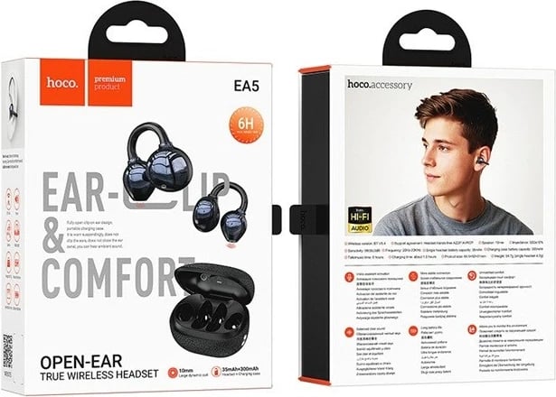 Kufje wireless HOCO EA5 DUKE III, open-ear, Bluetooth, të zeza