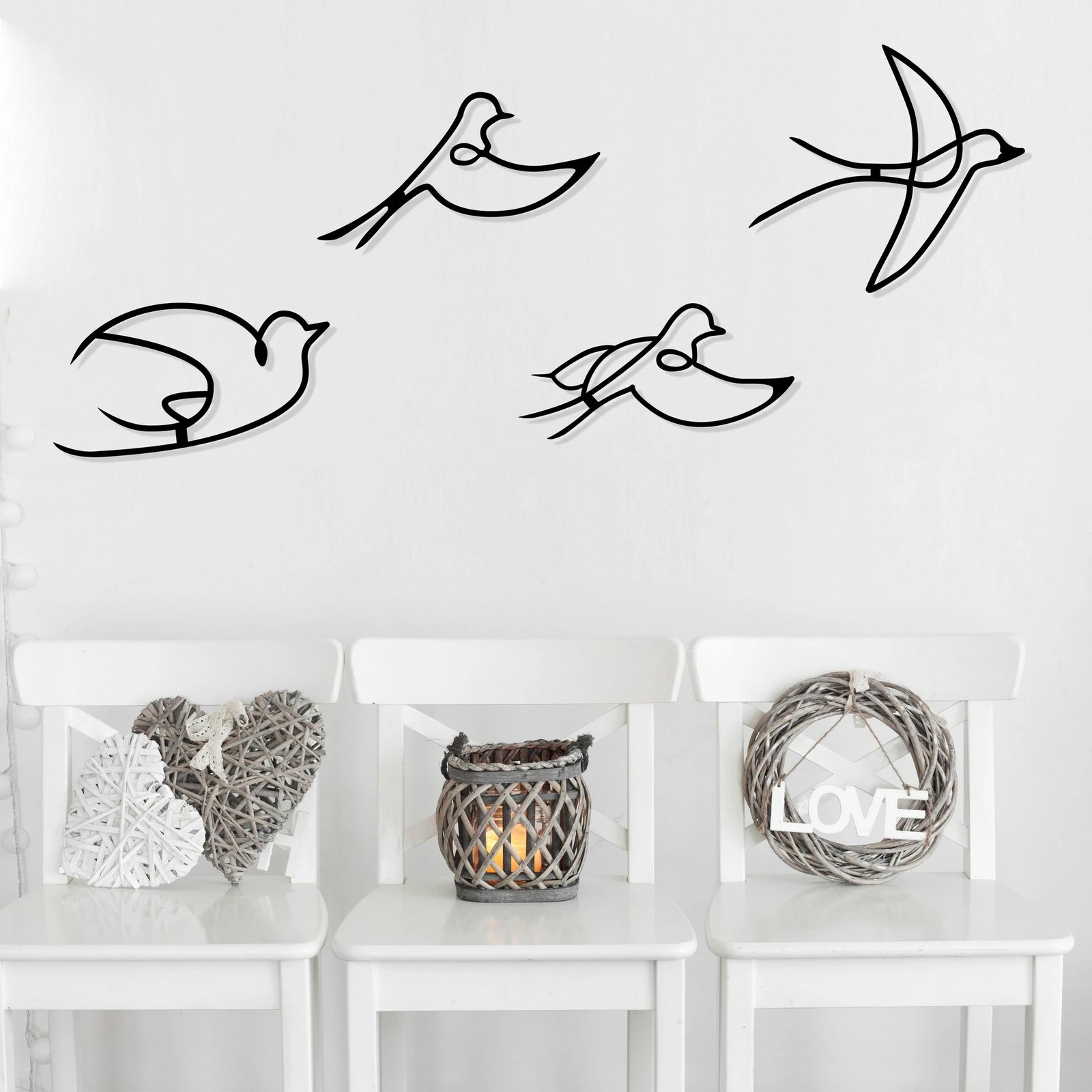 Aksesor dekorativ metalik për mur, Wallity, Hope, 4 copë