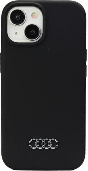 Mbështjellës Audi për iPhone 15, silikon, i zi