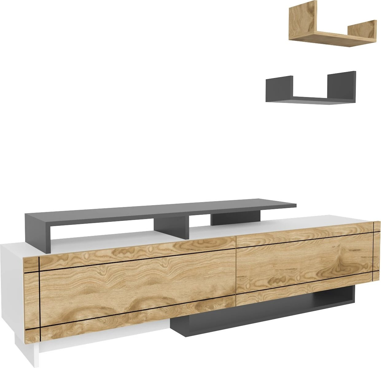 Komodë TV Skye Decor, Tammy, e bardhë, lis, antracit