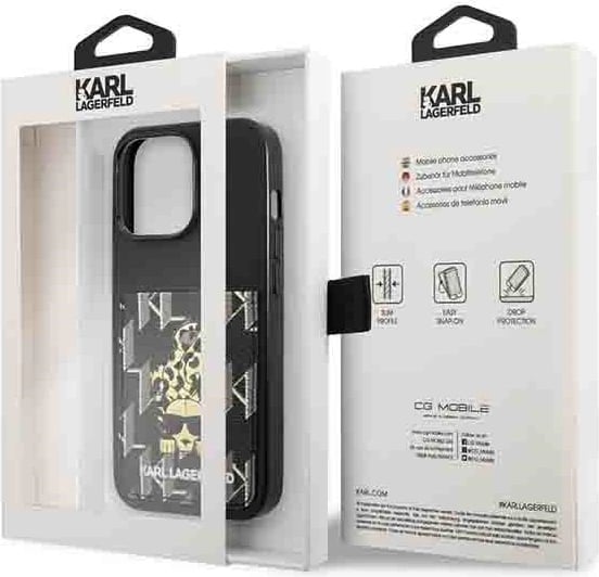 Mbështjellës Karl Lagerfeld Karlimals Cardslot për iPhone 13 Pro / iPhone 13, i zi
