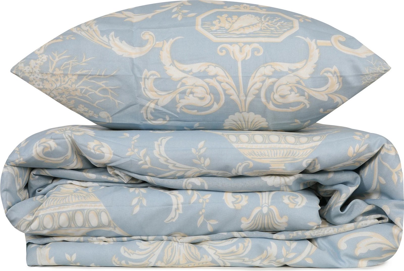 Set mbulesë për jorgan king, L'essentiel, Tuval, ngjyrë kaltër-krem