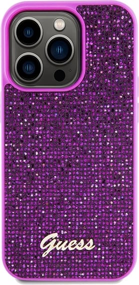 Mbështjellës Guess Disco Metal Script për iPhone 14 Pro Max, vjollcë
