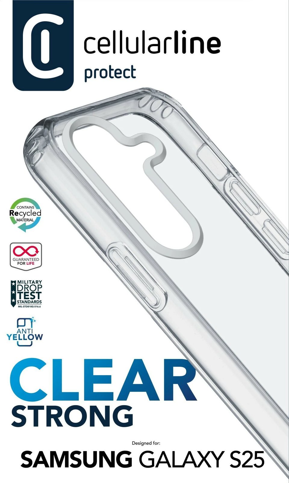 Mbështjellës Cellular Line për Samsung Galaxy S25, transparent