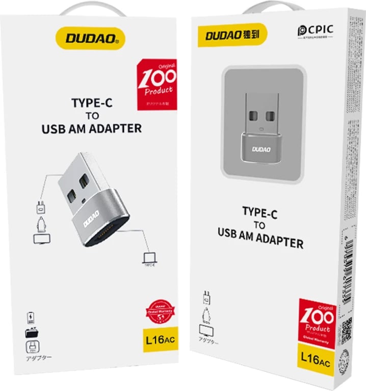 Adapter Dudao L16AC, USB-C në USB-A, i zi