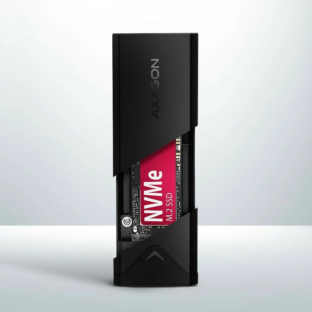 Kasë e jashtme AXAGON EEM2-UB2 për M.2 NVMe SSD, USB-C 3.2 Gen 2, e zezë