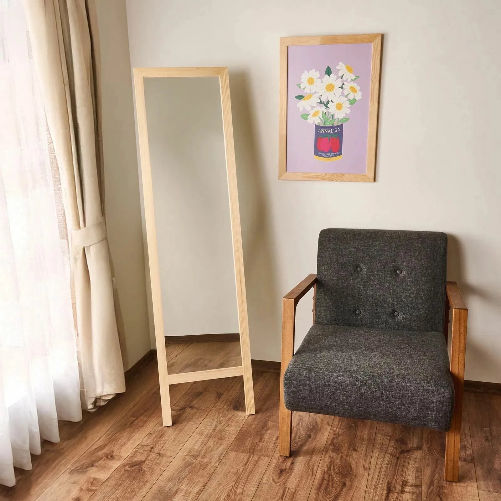 Pasqyrë qëndrore Cheval, ngjyrë druri, Skye Decor, 45x140cm