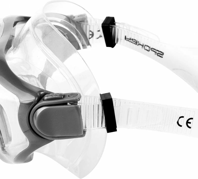 Maskë zhytjeje Spokey Certa, unisex, gri/argjendtë