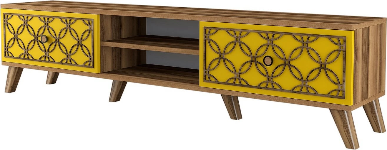 Komodë TV Hanah Home, Class, ngjyrë arre dhe e verdhë