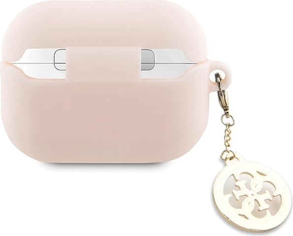 Mbështjellës Guess për AirPods Pro 2, 3D Rubber 4G Diamond Charm, Rozë