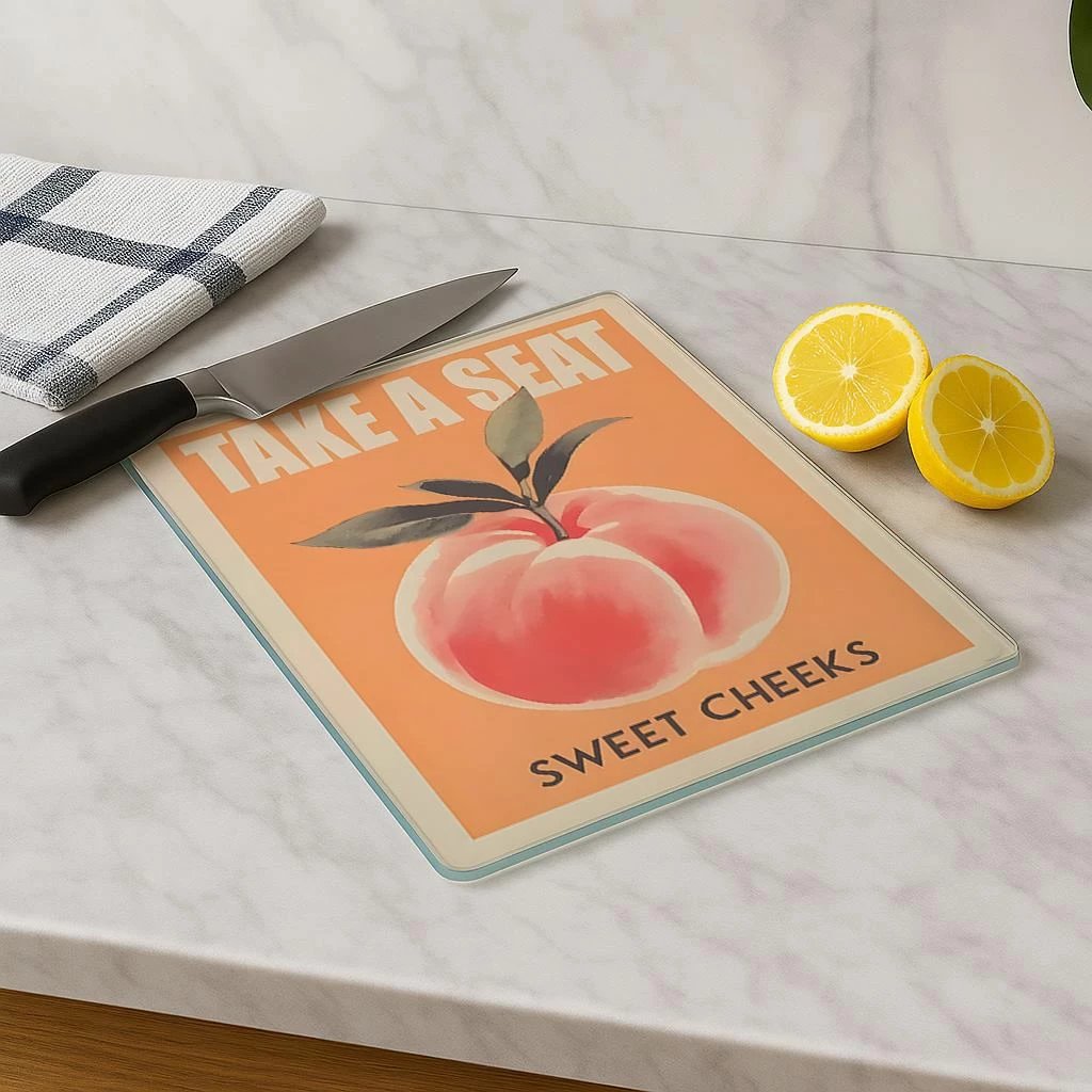 Dërrasë prerëse qelqi, shumëngjyrëshe, Hermia Kes-00045, 30x40cm