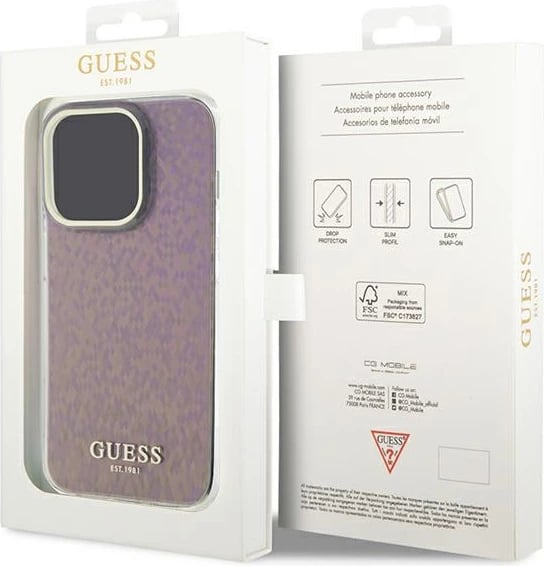 Mbështjellës Guess GUHCP15XHDECMP për iPhone 15 Pro Max 6.7", hardcase, efekt pasqyre, rozë