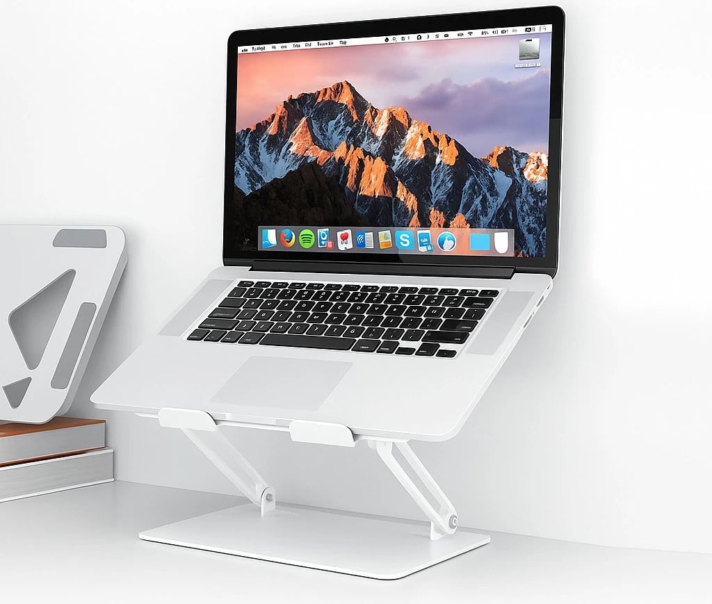 Stendë laptopi, Media-Tech MT2661W, rregullim shumë-këndor 10–17 inç, ngritje deri 17 cm, alumini/çelik, e bardhë