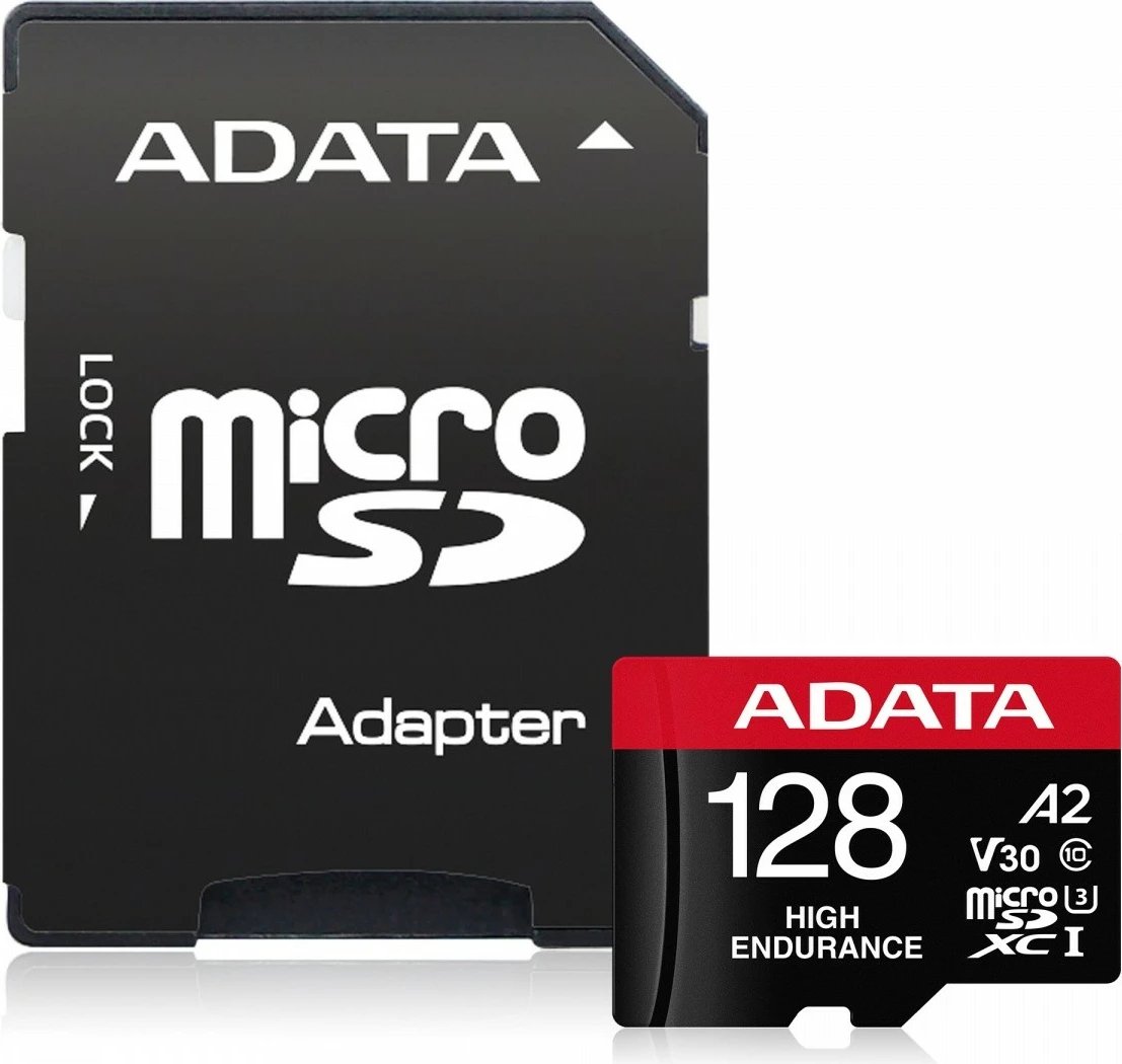 Kartelë memorie microSD ADATA High Endurance 128GB me adapter SD, V30, A2, UHS-I U3