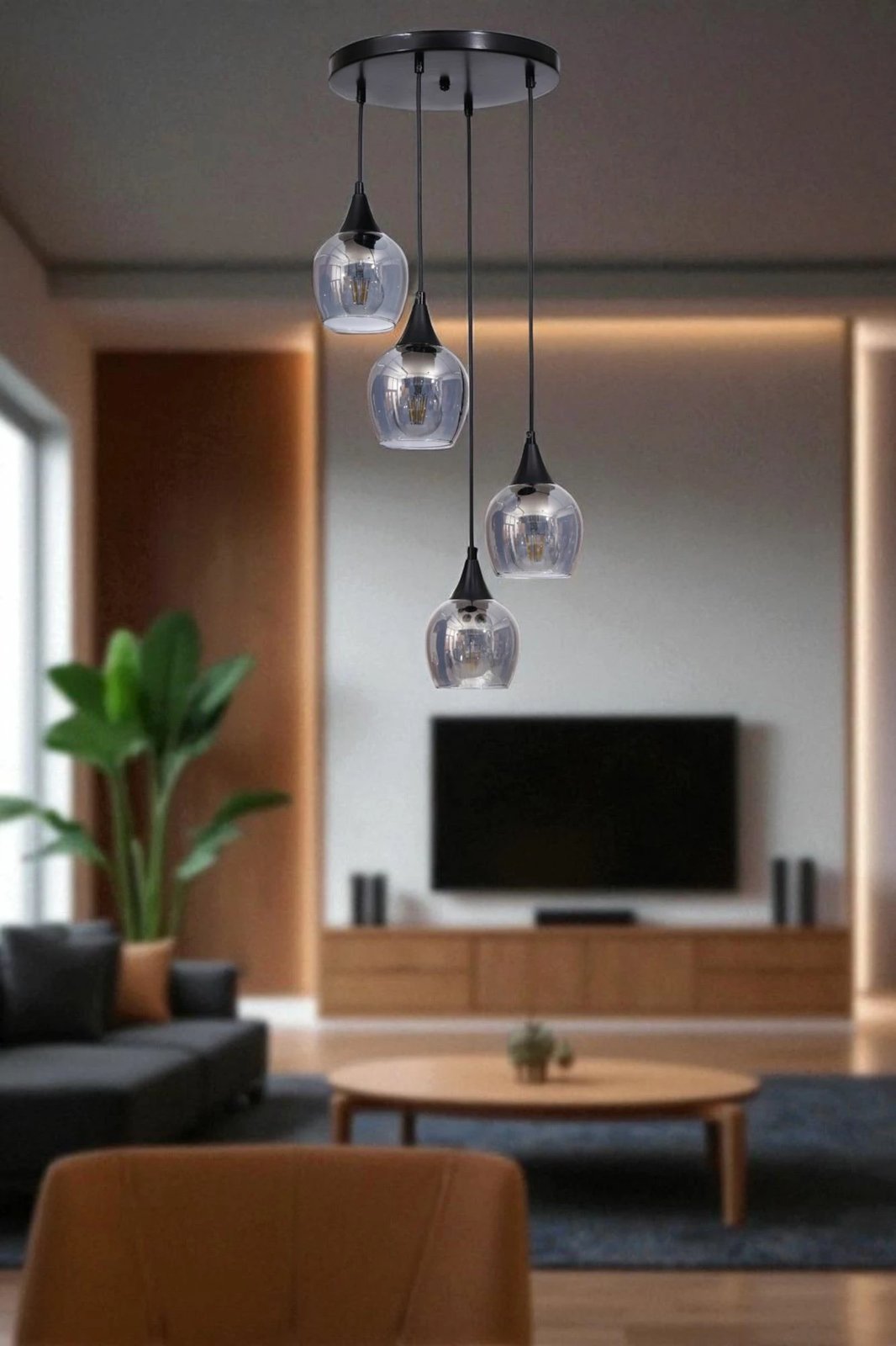 Llambë tavani Opviq, 9064-4, metal dhe xham, gri/zi