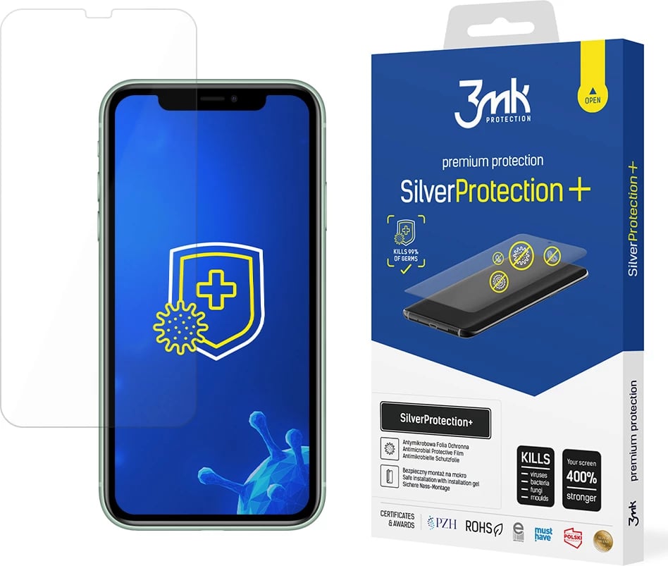 Film mbrojtës 3mk SilverProtection+ për iPhone 11, antimikrobik, transparent