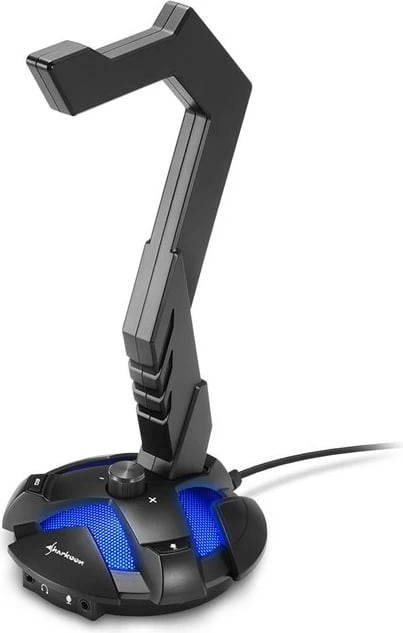 Mbajtëse kufjesh Sharkoon X-Rest 7.1, me ndriçim LED, e zezë