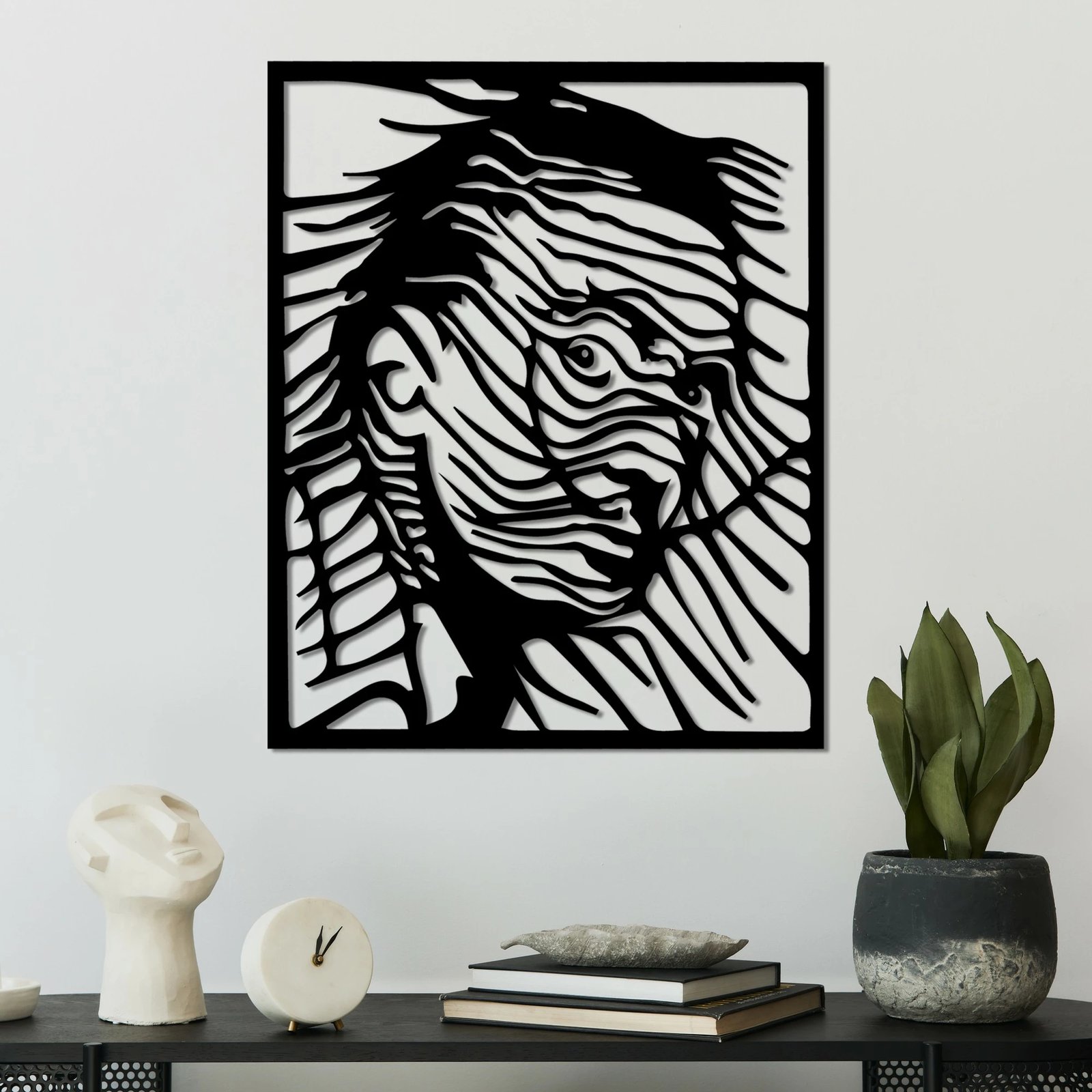 Aksesor dekorativ metalik për mur, Wallity Dali, ngjyrë e zezë, 45x56cm