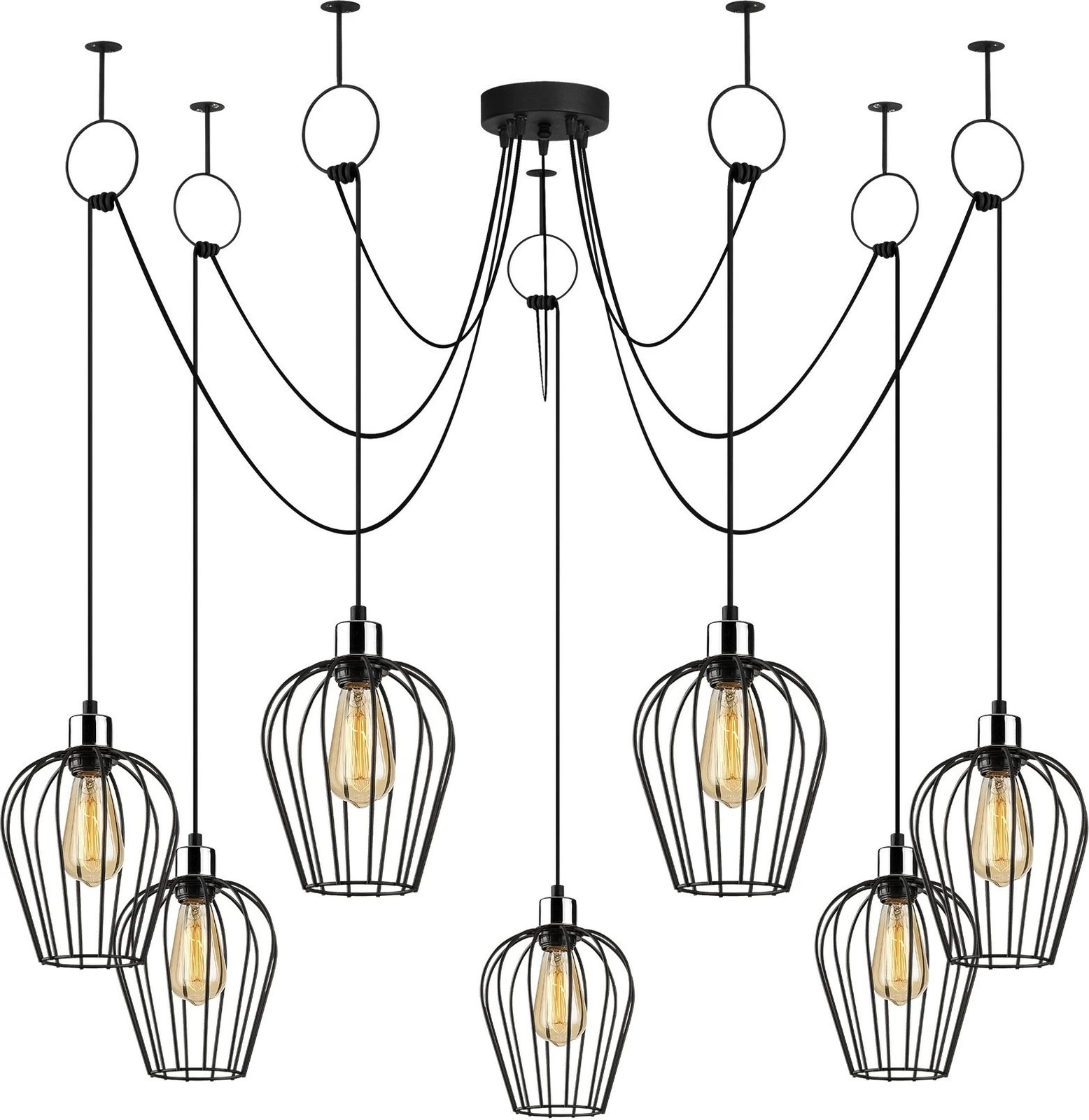 Llambë tavani industriale Opviq, Tel - 6696, e zezë, diametër 160cm, lartësi 130cm