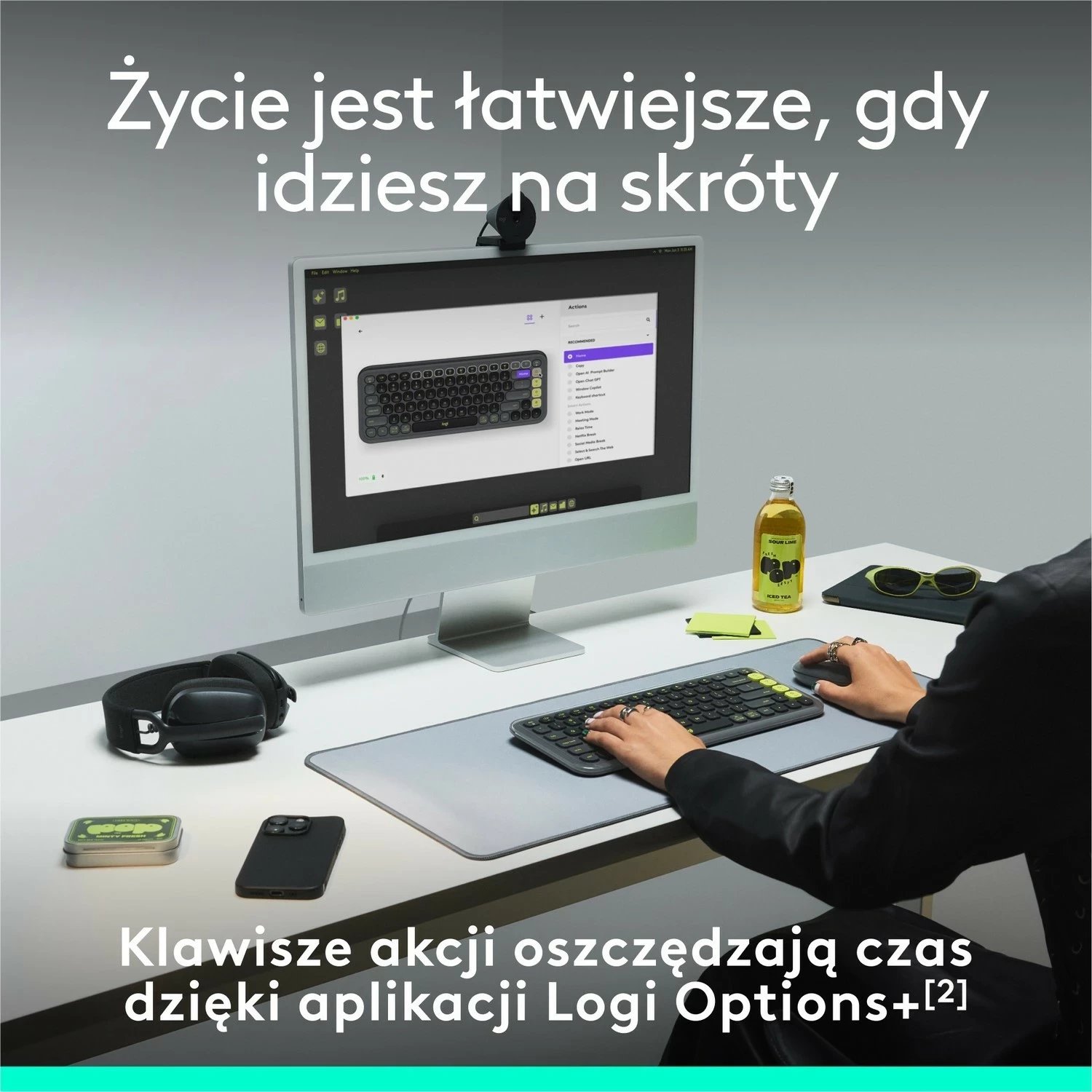 Tastierë Logitech POP ICON Keys, wireless, grafit