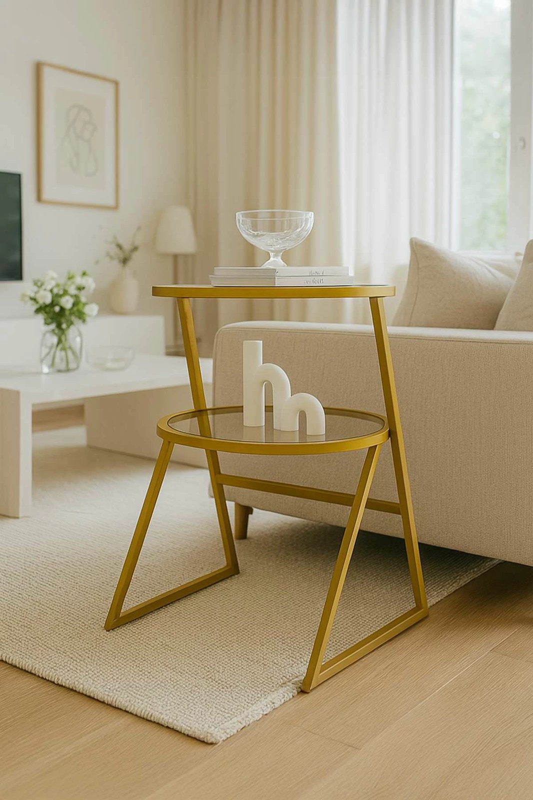 Tavolinë anësore Skye Decor, Valencia, ngjyrë ari