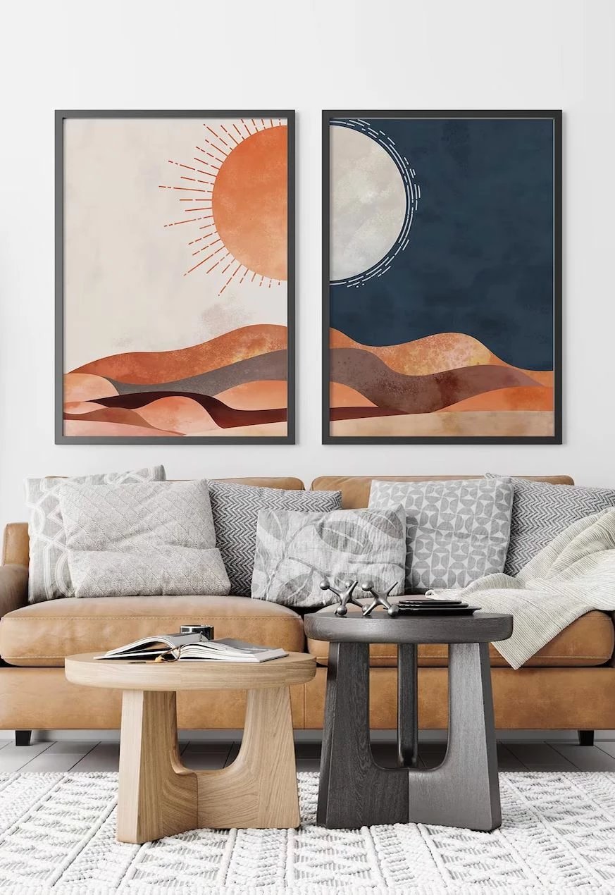 Pikturë dekorative me kornizë (2 copë), Wallity, Ersy2Lımodel22-Sıyah