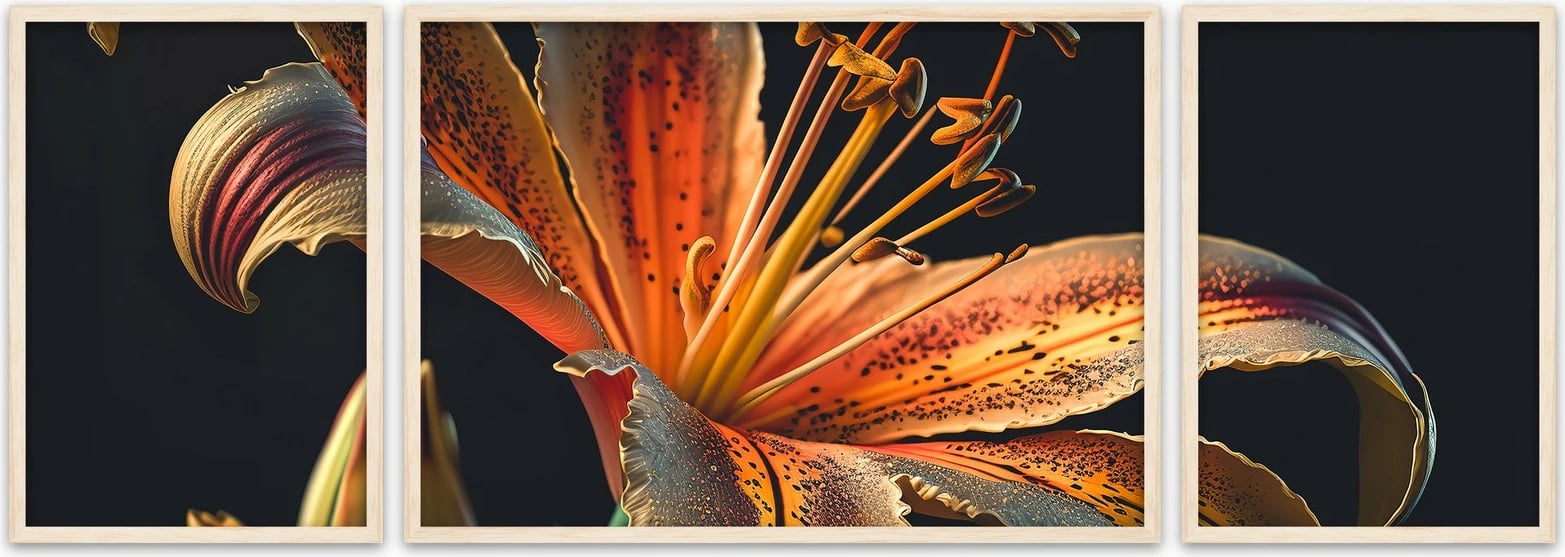 Pikturë dekorative me kornizë, 3 pjesë, Wallity, Huhu302, 50x140cm