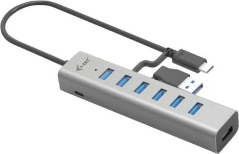 Kasë HUB USB-C i-tec C31HUBMETAL703, 7 porta, Metal, Silver