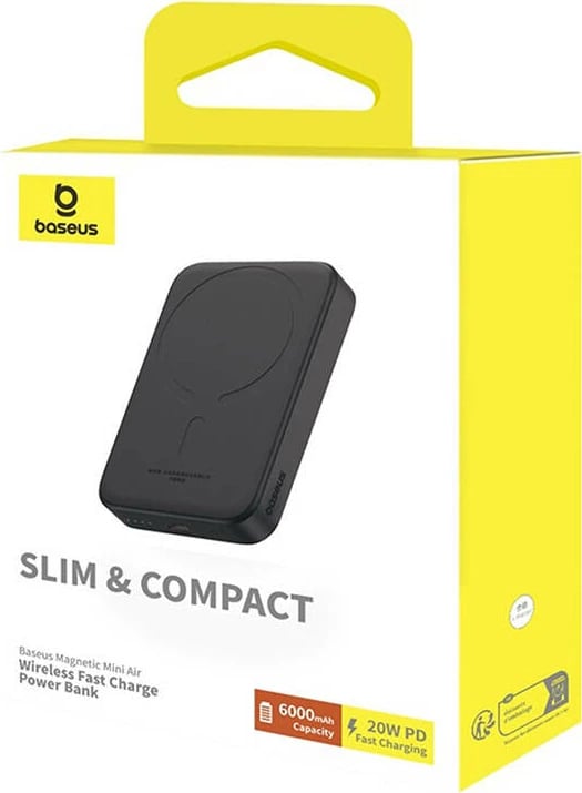 Powerbank Baseus Magnetic Mini 6000 mAh 20W, e zezë