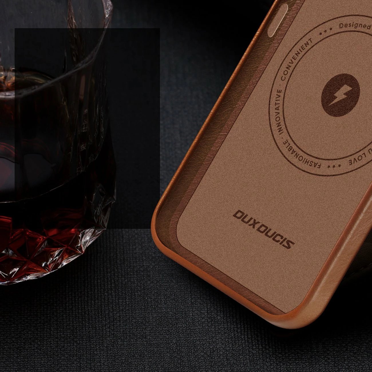 Mbështjellës Dux Ducis Naples për iPhone 14 Plus, lëkurë, MagSafe, Kafe