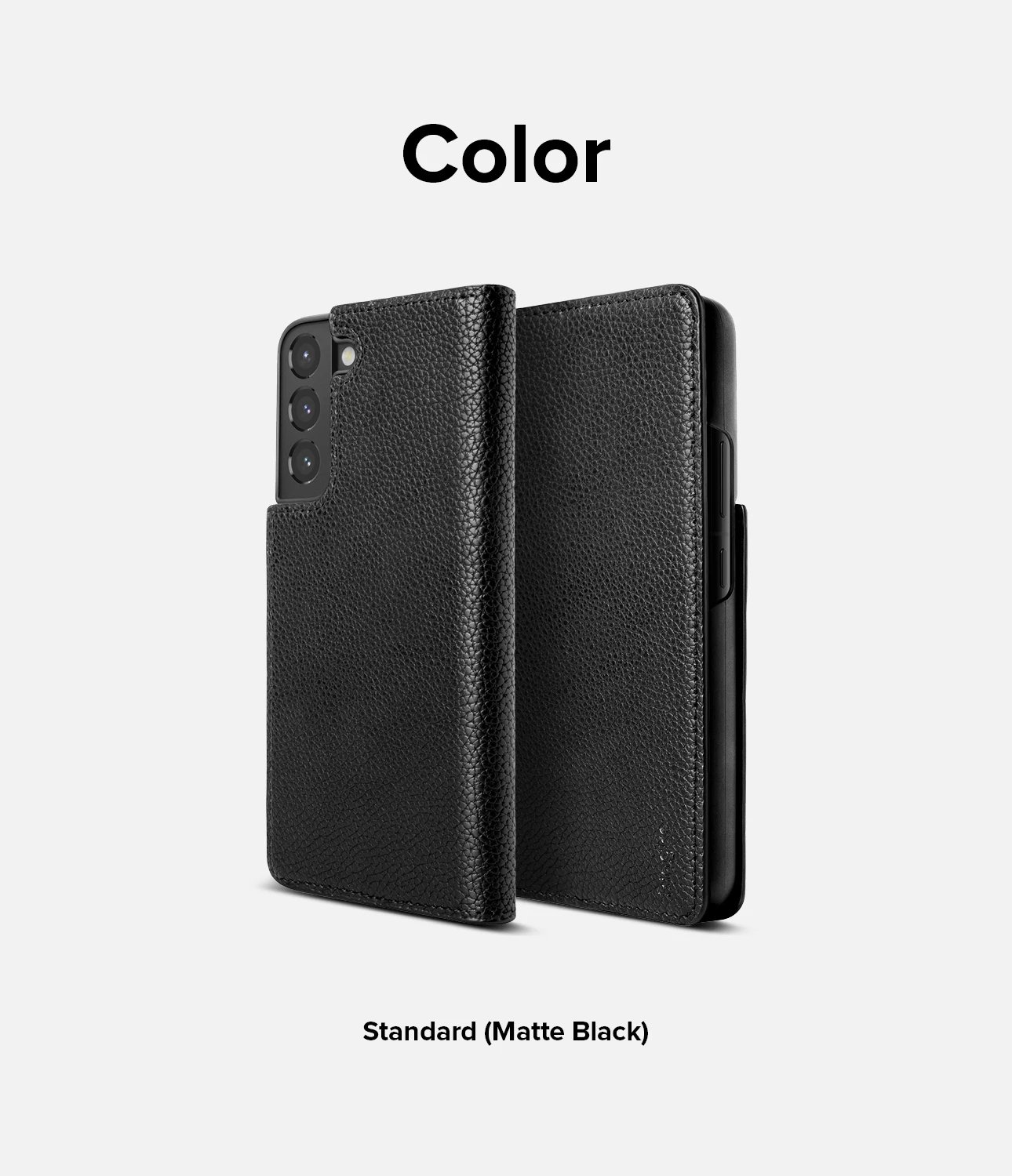 Mbështjellës Ringke Folio Signature për Samsung Galaxy S22+, lëkurë sintetike, e zezë