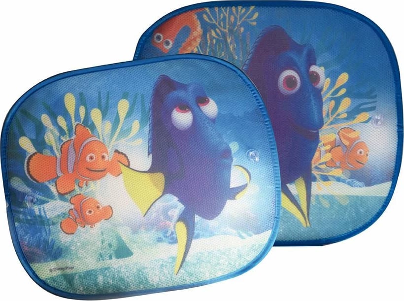 Mbrojtëse dielli për dritare makine, Kaufmann, Disney Finding Dory, 3-shtresë 36x46 cm me gota thithëse, blu, set 2 copë