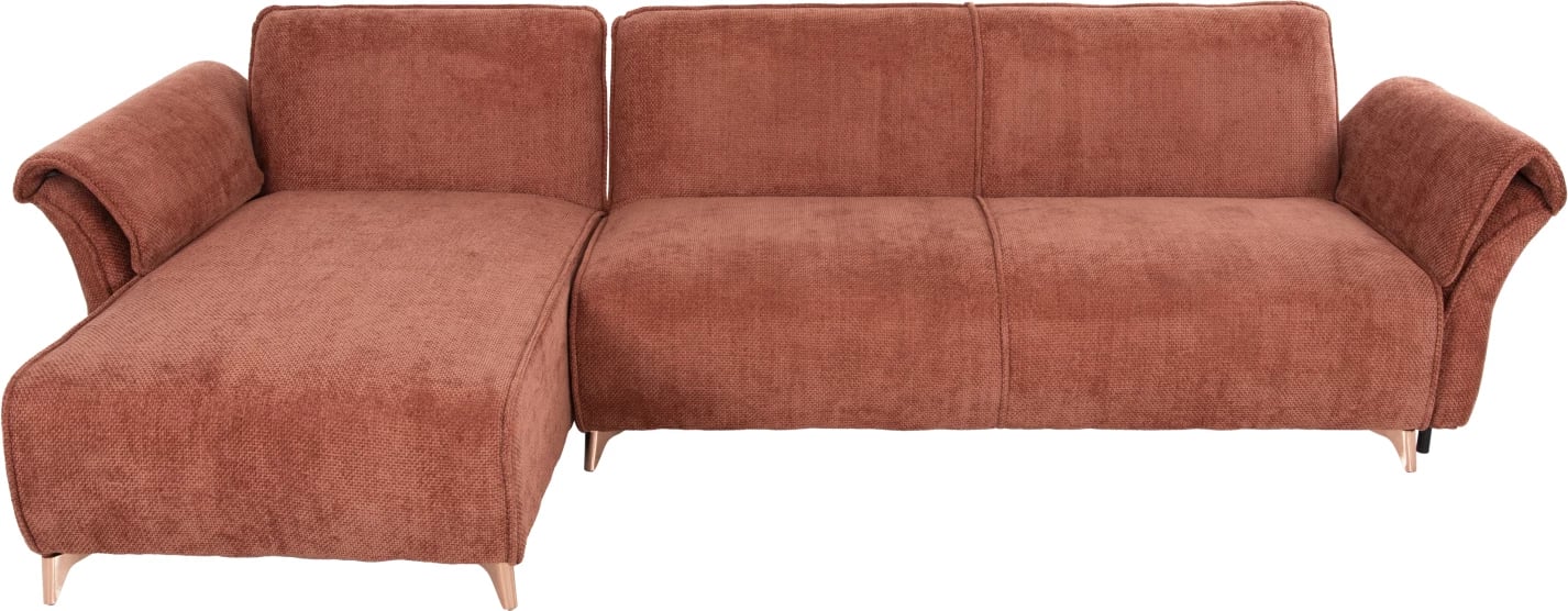 Divan qoshe i kthyeshëm MAILO FH6071.04, pëlhurë portokalli, këmbë metalike, 300x150x80H cm