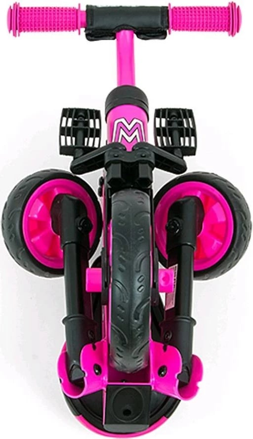 Tricikel fëminor 2-në-1, Milly Mally Grande, i palosshëm, rrota shkumë, nga 12m, kapacitet 25 kg, rozë