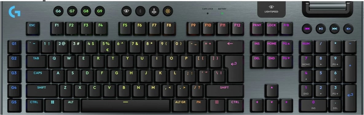 Tastierë gaming Logitech G915 X LIGHTSPEED, mekanike, wireless, RGB, full-size, e zezë