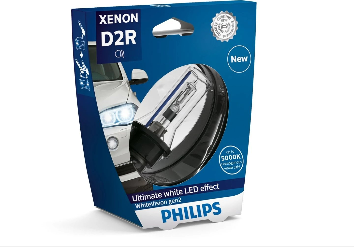 Dritë kokaresh Philips WhiteVision Xenon gen2 85126WHV2S1, e bardhë Dritë kokaresh Philips WhiteVision Xenon gen2 85126WHV2S1, e bardhë